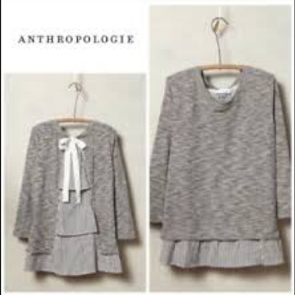 Anthropologie Clu + Willoughby Ainsley Gray Top/ M